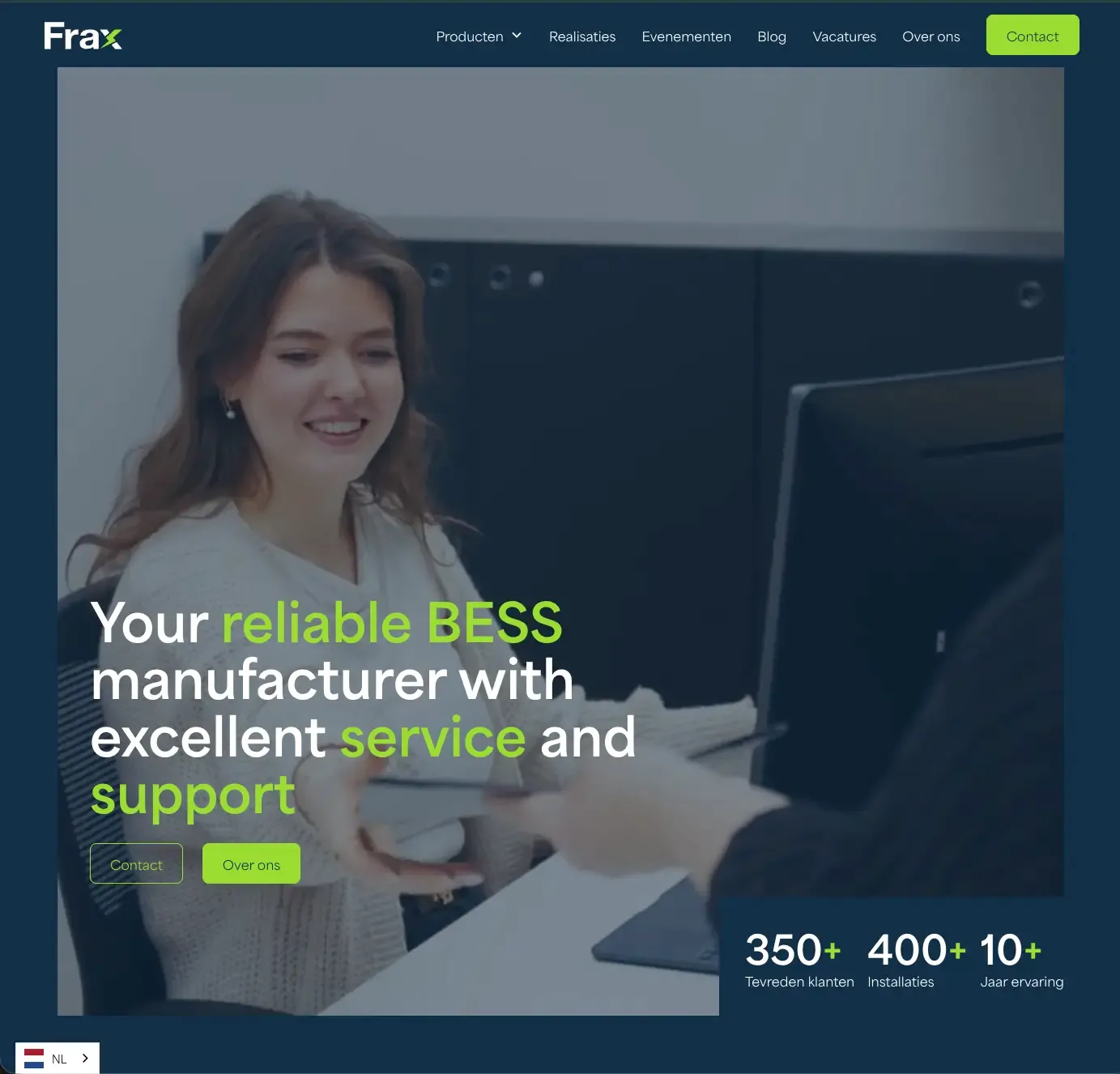 Webflow-onderhoud en aanpassingen voor BESS-fabrikant Frax